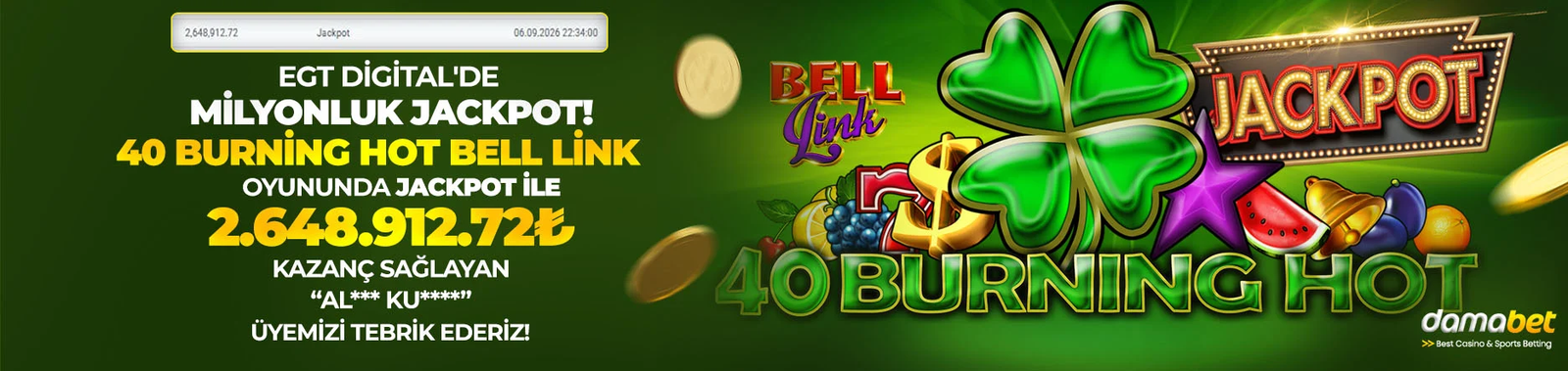 Damabet jackpot yüksek kazanç paylaşımı